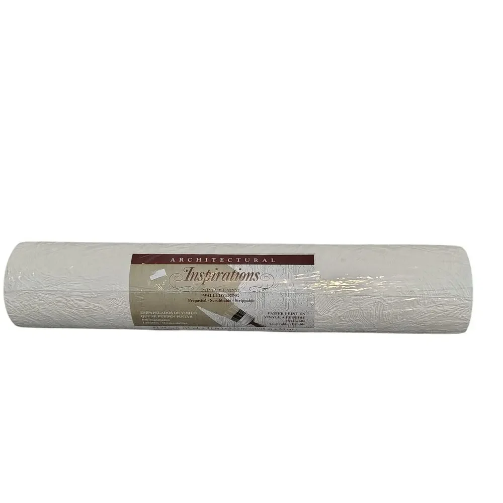 Architectual Inspiration White Paintable Vinyl Wallpaper 57.75 sq ft. 11yd x 21